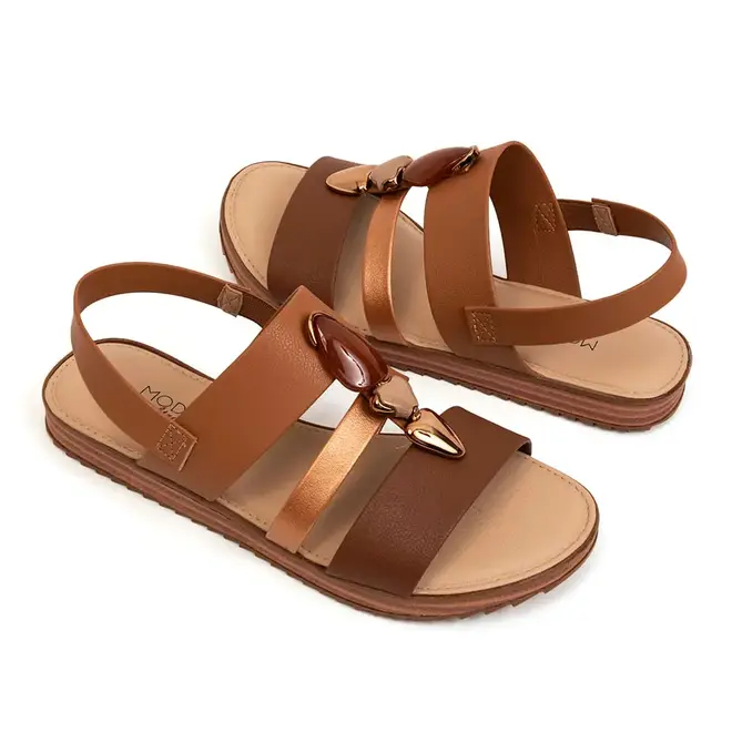 Sandália Rasteira Modare Camel Feminina