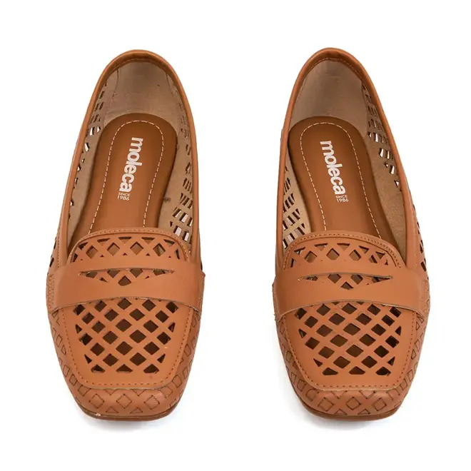 Sapatilha Bico Quadrado Moleca Camel Feminino
