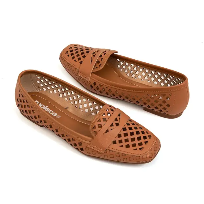 Sapatilha Bico Quadrado Moleca Camel Feminino