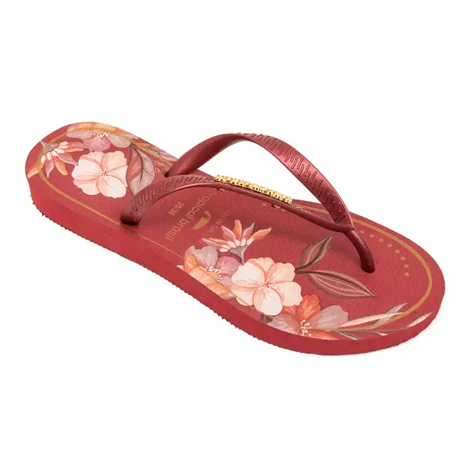 Chinelo Dedo Tropical Brasil Bordô Feminino