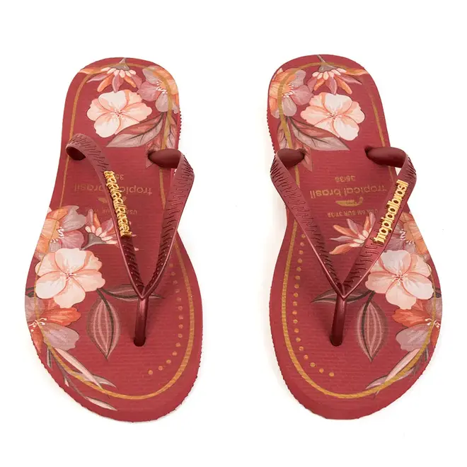 Chinelo Dedo Tropical Brasil Bordô Feminino