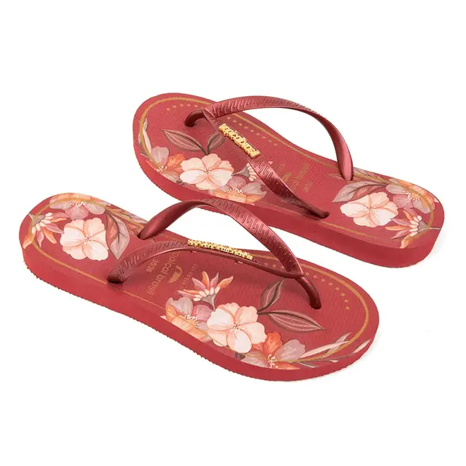 Chinelo Dedo Tropical Brasil Bordô Feminino