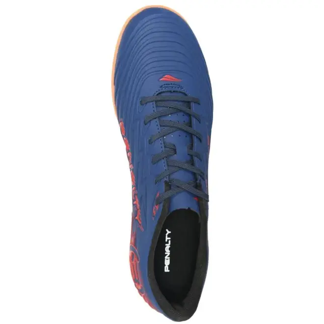 Chuteira Indoor Penalty Bravo Azul e Laranja Masculino