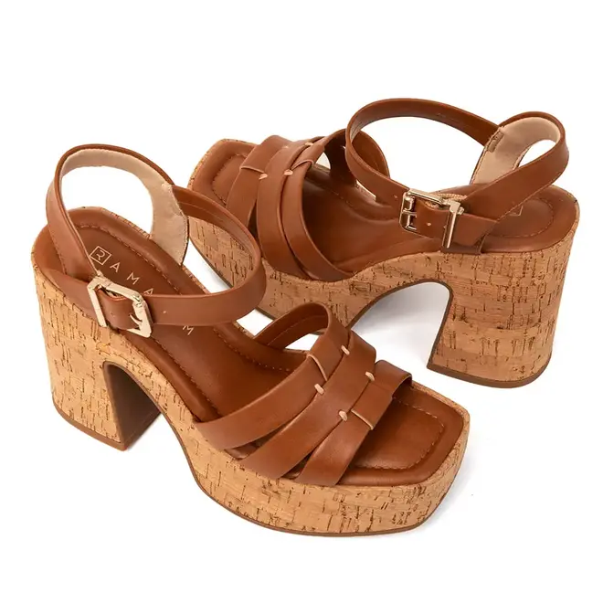 Sandália Salto Ramarim Toffee Feminino