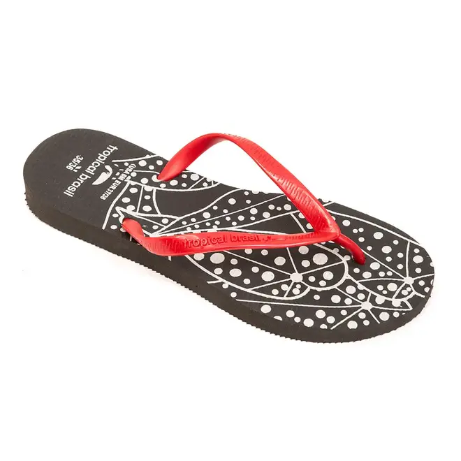 Chinelo Dedo Tropical Brasil Preto e Vermelho Feminino