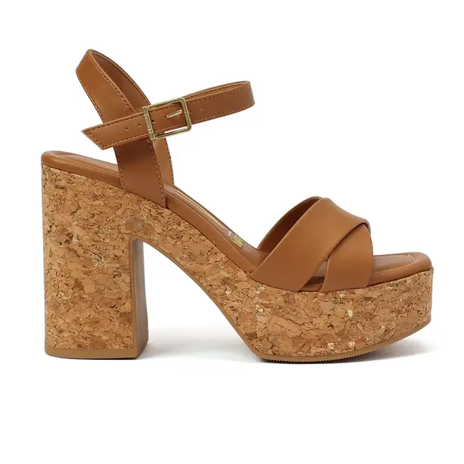Sandália Salto Vizzano Camel Feminino