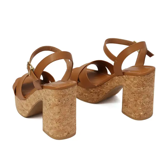 Sandália Salto Vizzano Camel Feminino
