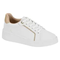 Tênis Casual Sola Caixa Modare Branco e Dourado Feminino