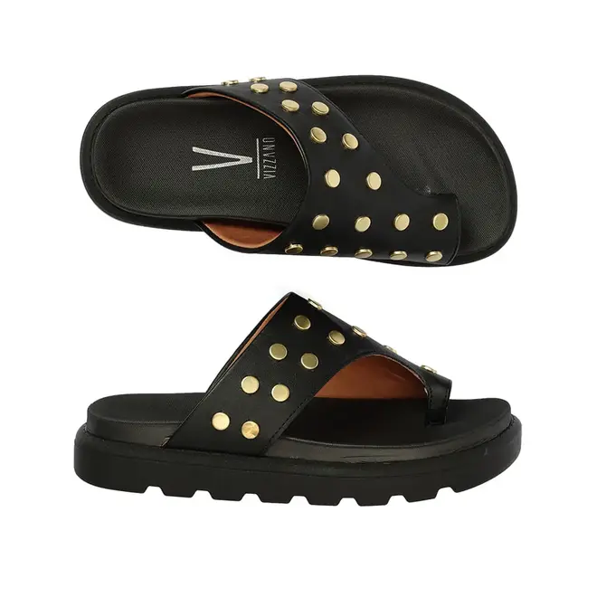 Papete Rasteira Vizzano Preto Feminino