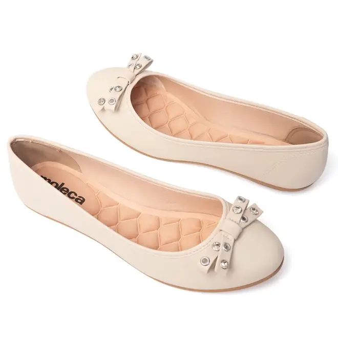 Sapatilha Bico Redondo Moleca Branco Off Feminina
