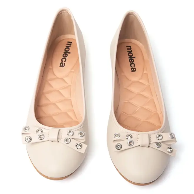 Sapatilha Bico Redondo Moleca Branco Off Feminina