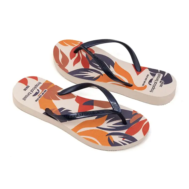 Chinelo Dedo Tropical Brasil Azul Metal Feminino