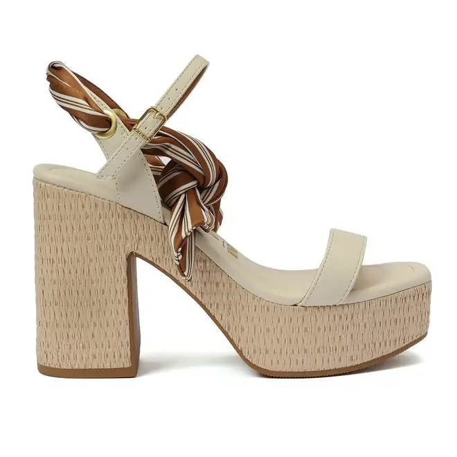Sandália Salto Vizzano Off White Feminino