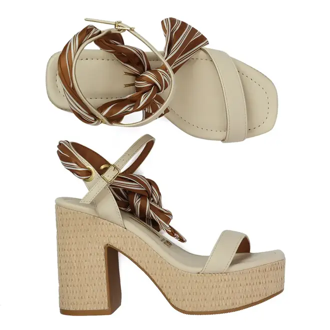 Sandália Salto Vizzano Off White Feminino