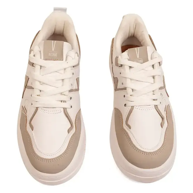 Tênis Casual Sola Caixa Vizzano Branco e Cinza Feminino