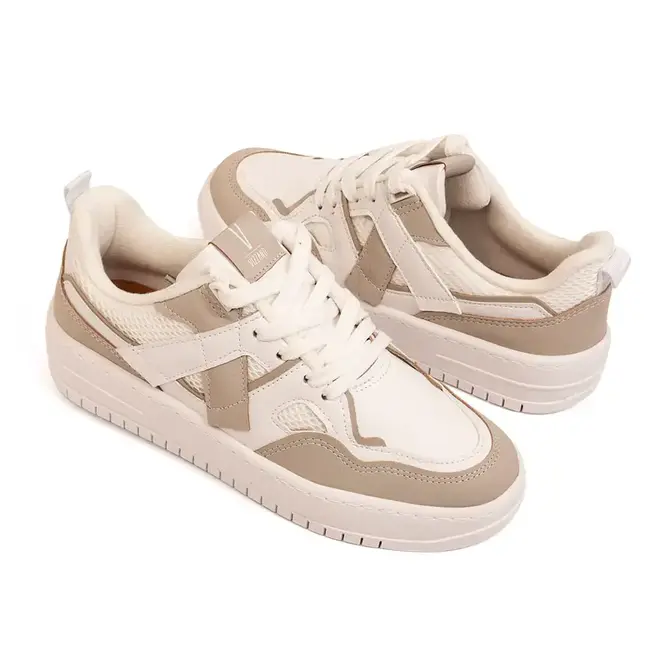 Tênis Casual Sola Caixa Vizzano Branco e Cinza Feminino