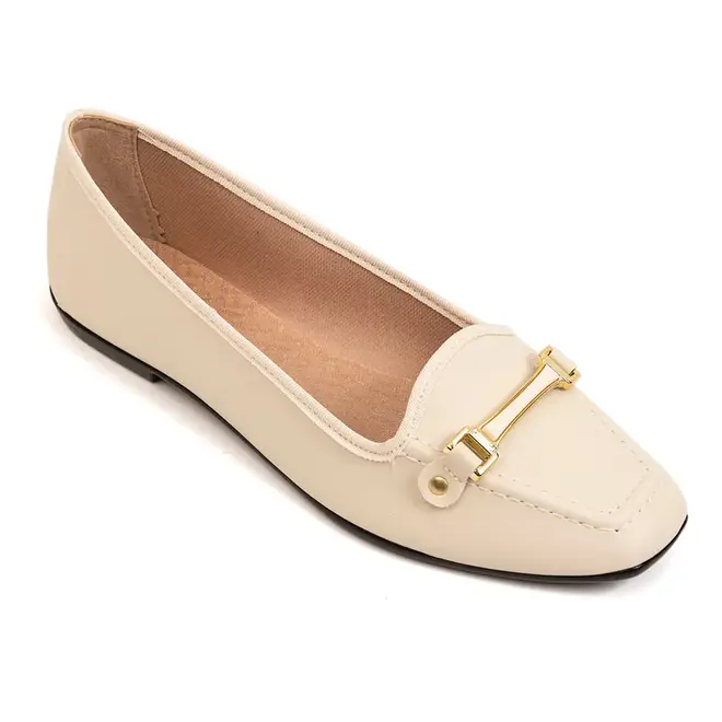 Sapatilha Bico Redondo Moleca Branco Off Feminina