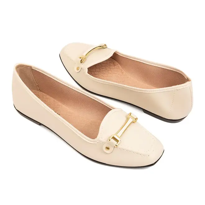 Sapatilha Bico Redondo Moleca Branco Off Feminina