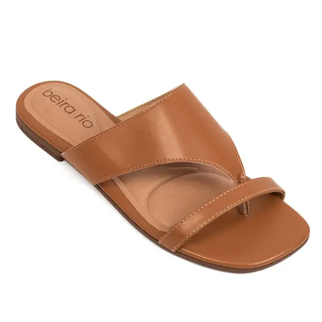 Tamanco Rasteira Beira Rio Camel Feminino