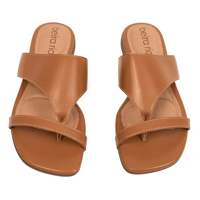 Tamanco Rasteira Beira Rio Camel Feminino