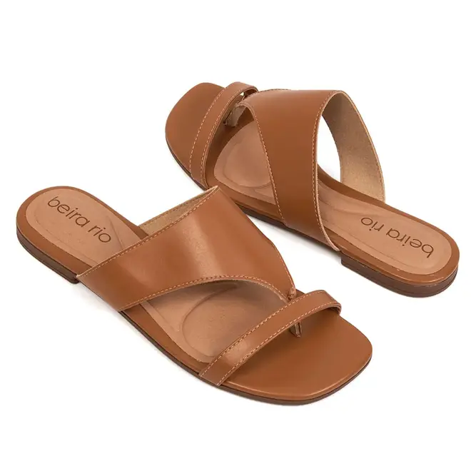Tamanco Rasteira Beira Rio Camel Feminino