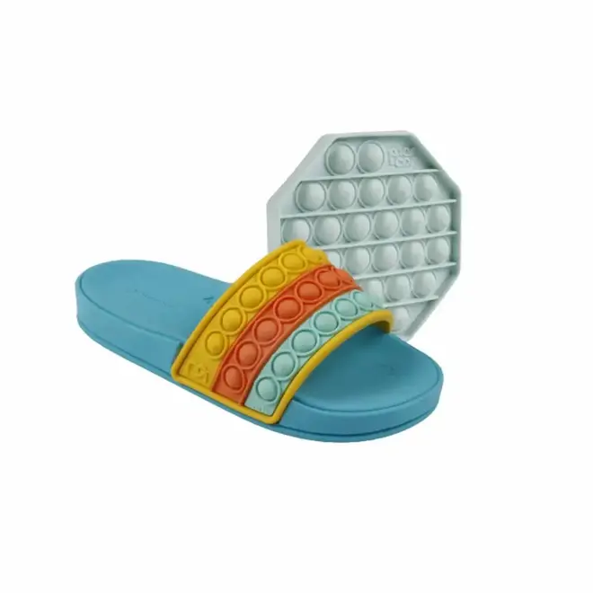 Chinelo Slide Mar & Cor Pop It Infantil Azul Claro