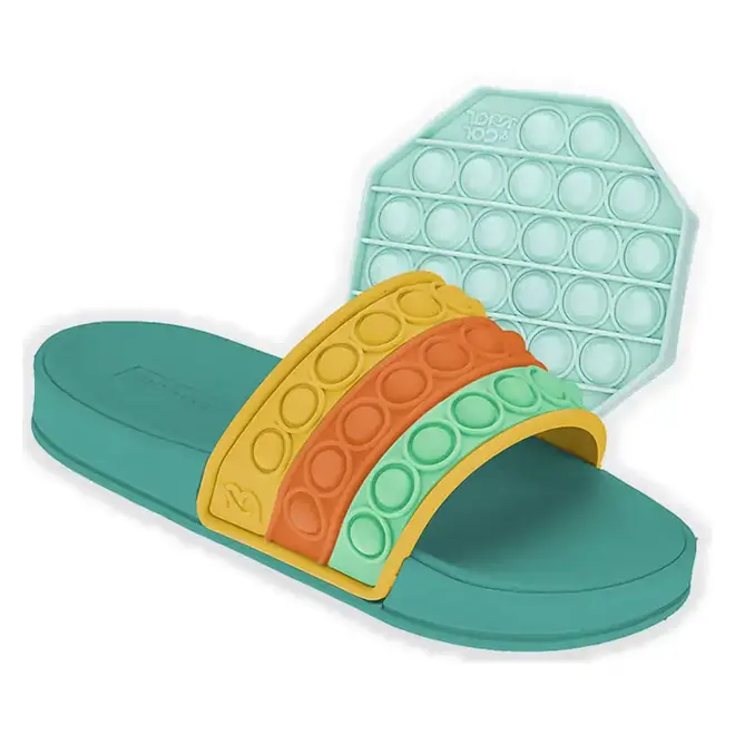 Chinelo Slide Mar & Cor Pop It Infantil Azul Claro