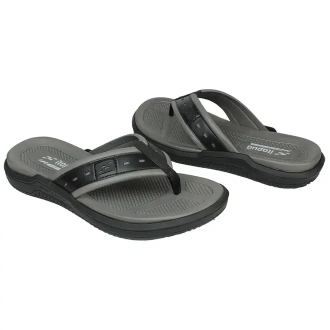 Chinelo de Dedo Sintético Itapuã Preto e Grafite Masculino