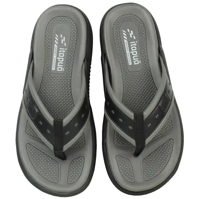 Chinelo de Dedo Sintético Itapuã Preto e Grafite Masculino
