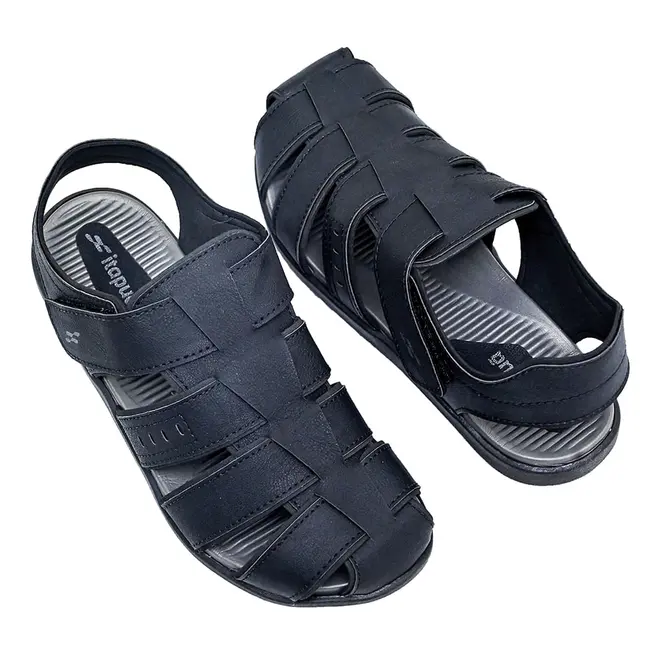 Sandália Flats Itapuã Preta e Grafite Masculina
