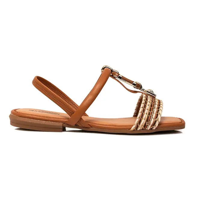 Sandália Rasteira Mississipi Camel Feminina