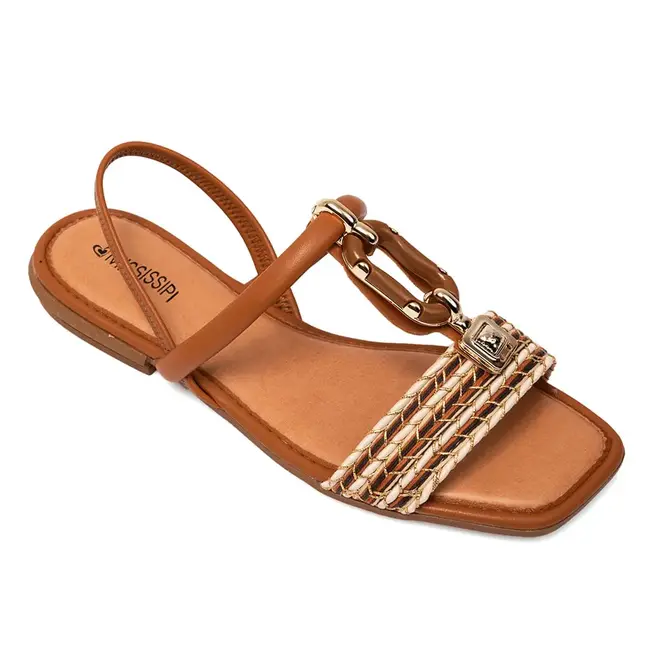Sandália Rasteira Mississipi Camel Feminina