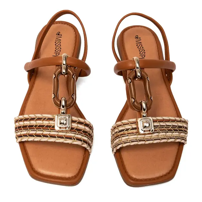 Sandália Rasteira Mississipi Camel Feminina