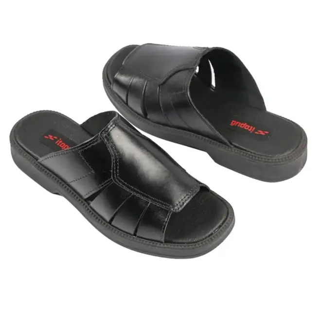 Chinelo Slide Itapuã Couro Preto Masculino