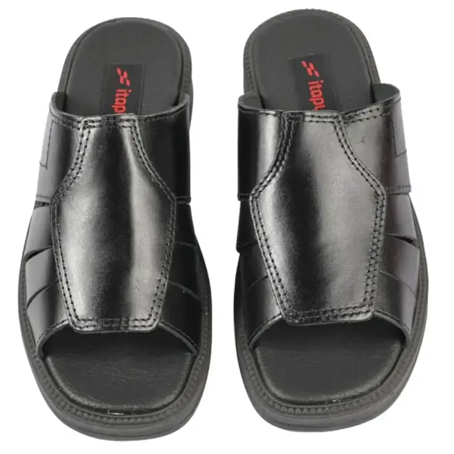 Chinelo Slide Itapuã Couro Preto Masculino