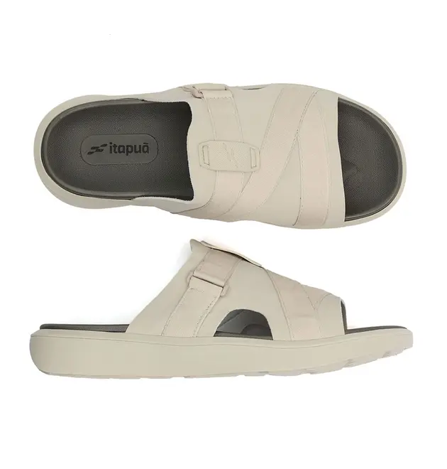 Chinelo Slide Itapuã Off White e Grafite Masculino