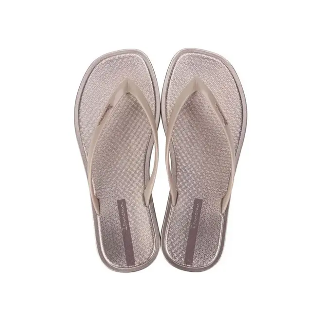 Chinelo Dedo Ipanema Bege e Metalizado Feminino