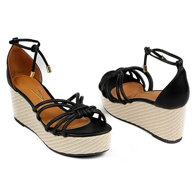 Sandália Plataforma Vizzano Amarração Preto Feminino