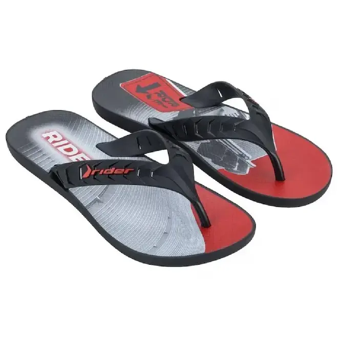 Chinelo Dedo Rider Street City Preto e Vermelho Masculino
