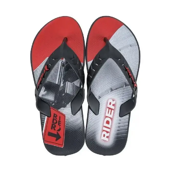 Chinelo Dedo Rider Street City Preto e Vermelho Masculino