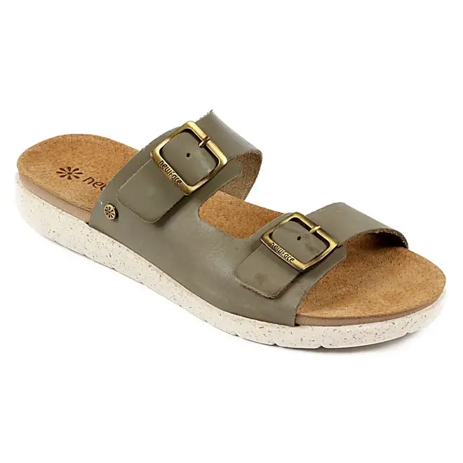 Tamanco Flat em Couro New Face - Oliva