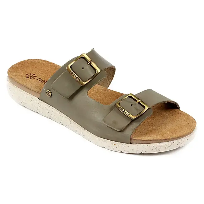 Tamanco Flat em Couro New Face - Oliva
