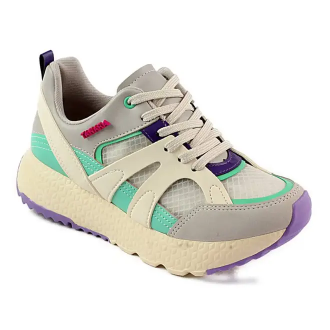 Tênis Casual Jogging Tanara Recortes Cinza Feminino