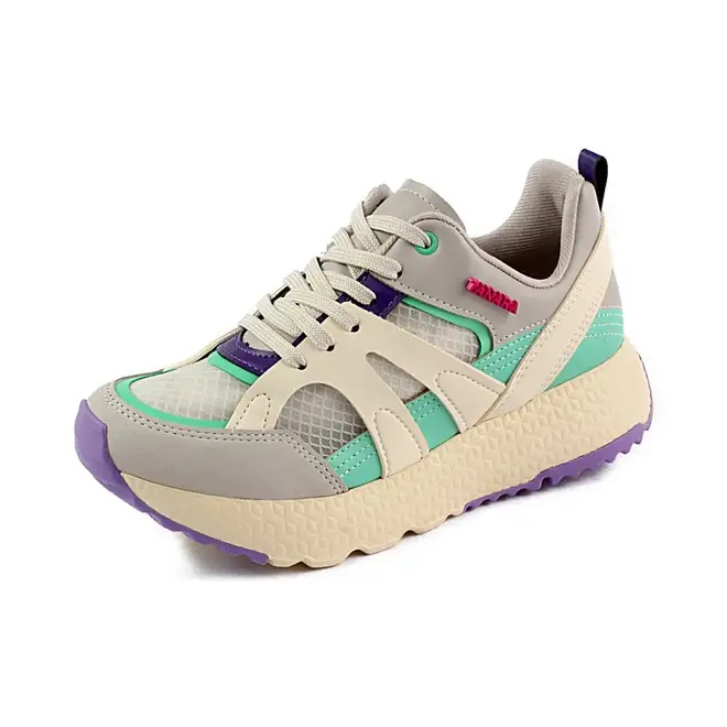 Tênis Casual Jogging Tanara Recortes Cinza Feminino