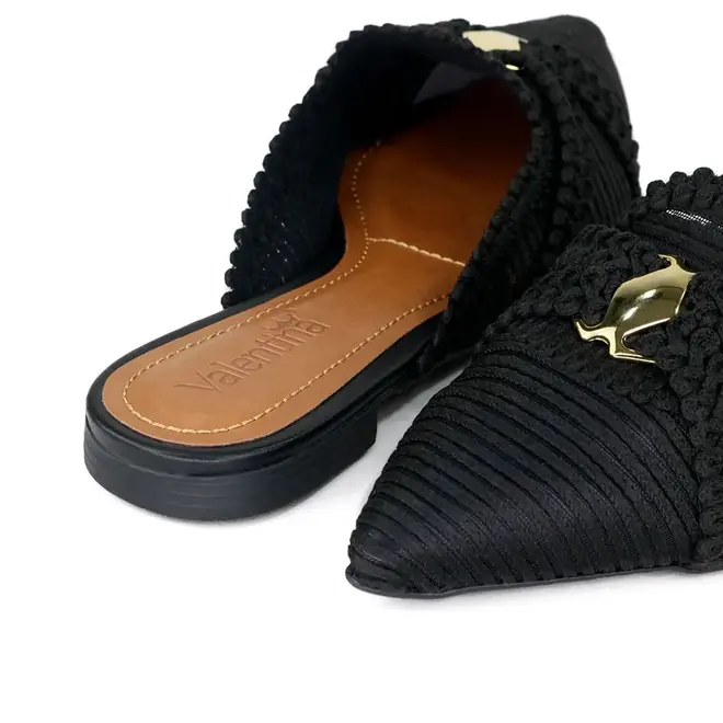 Tamanco Rasteira Valentina Preto Feminino
