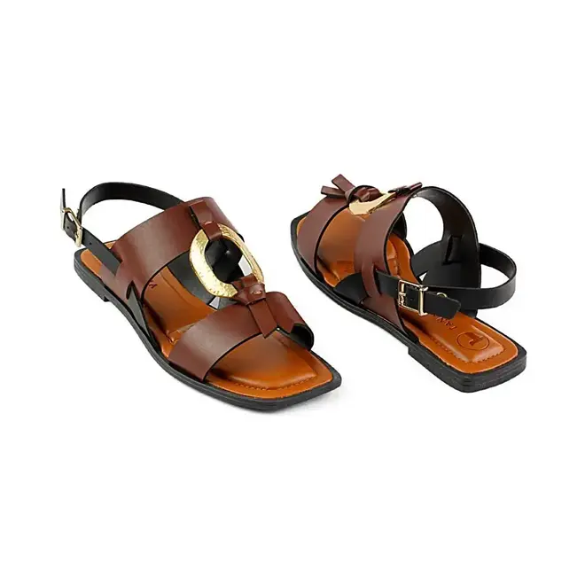 Sandália Tanara Flat Marrom Feminino