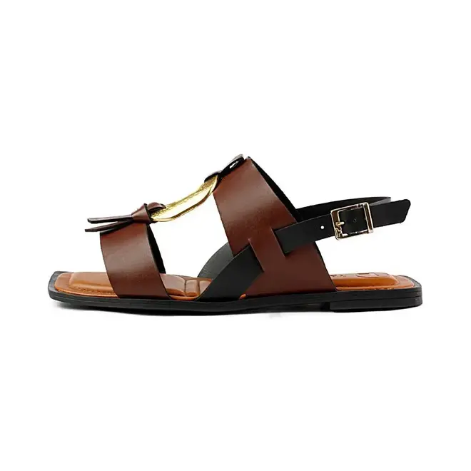 Sandália Tanara Flat Marrom Feminino