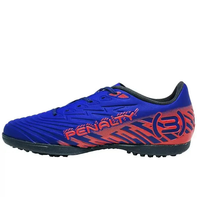 Chuteira Society Penalty Bravo Azul e Laranja Masculino