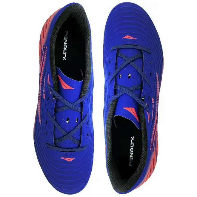 Chuteira Society Penalty Bravo Azul e Laranja Masculino