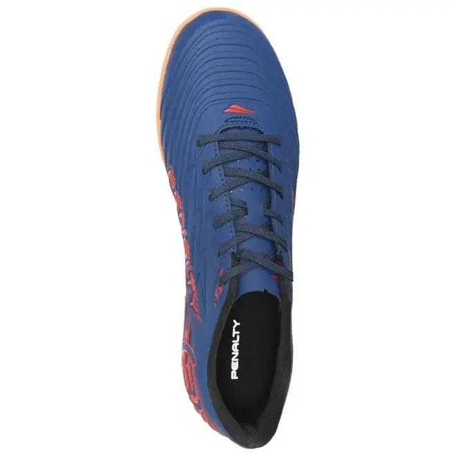 Chuteira Indoor Penalty Bravo Azul e Laranja Juvenil Masculino